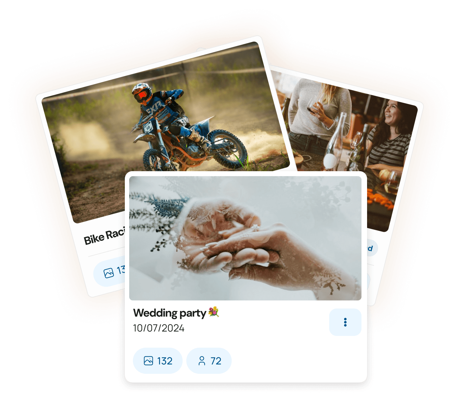 Fotny dashboard preview showing private event photo album interface